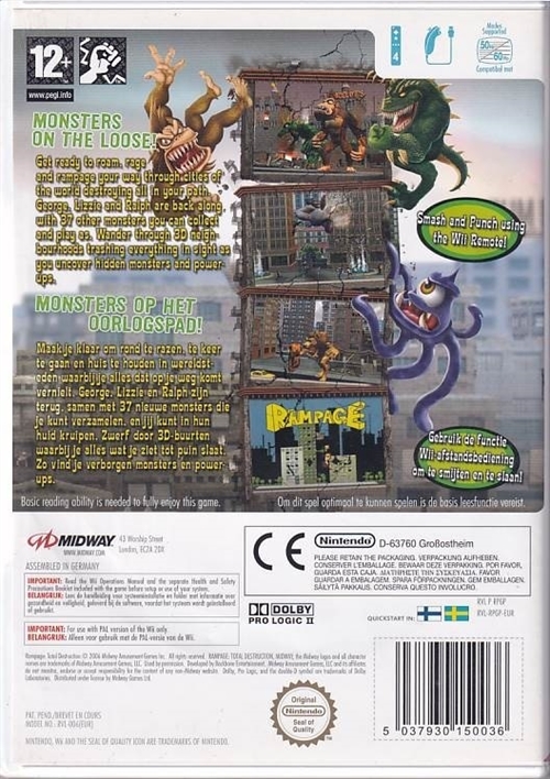 Rampage - Total Destruction - Nintendo Wii (B Grade) (Genbrug)